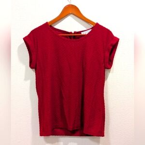 Elegant Red Textured Women's Top Rose& Olive Small